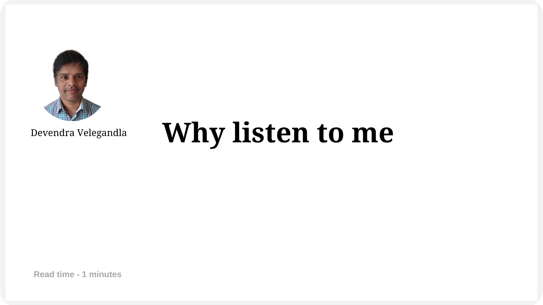 Why listen to me